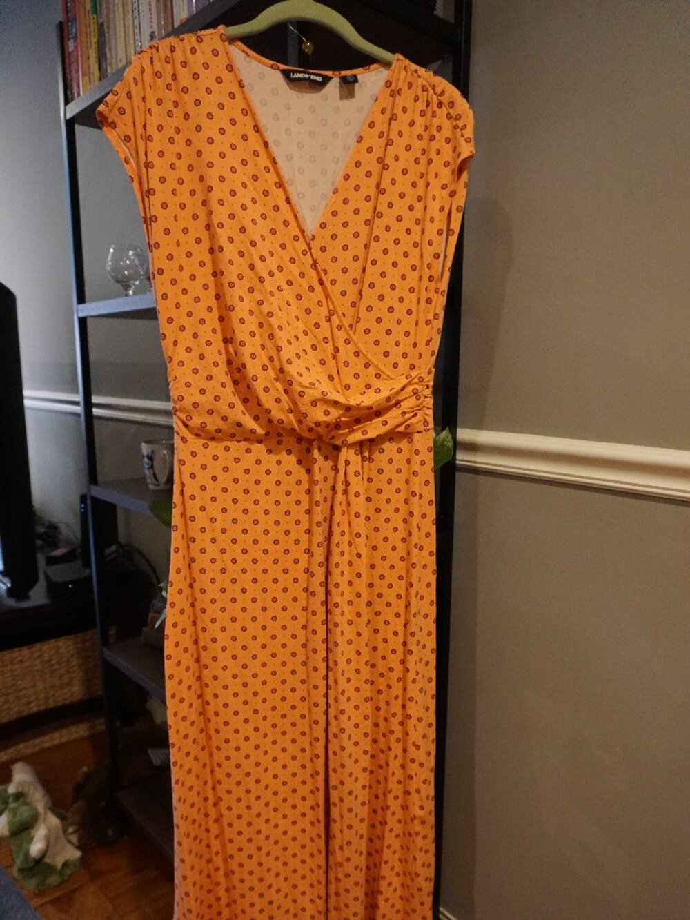 Patterned Orange Lands End Maxi Dress
